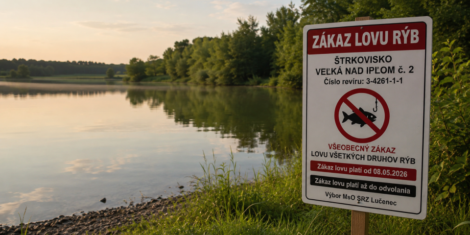 �trkovisko Ve�k� nad Ip�om �. 2 � v�eobecn� z�kaz lovu r�b od 8. 5. 2026